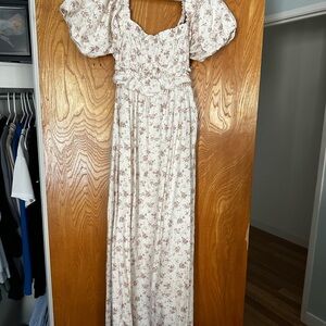 Chic Floral Puff Sleeve Maxi Dress